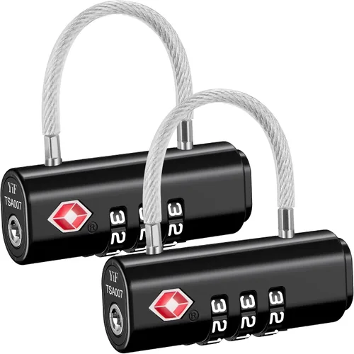 Puroma Paquete de 2 cerraduras de equipaje aprobadas por la TSA, cerraduras TSA para equipaje de viaje, combinación reiniciable, aleación de zinc