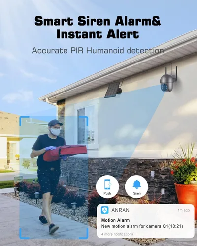 Miniatura 5 de ANRAN Cámaras de seguridad inalámbricas de 5 MP para exteriores, cámara solar inalámbrica con visión de 360° para vigilancia del hogar, cámara WiFi