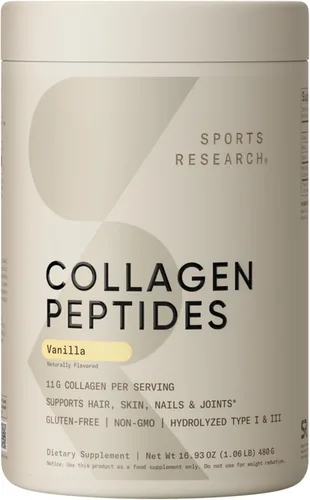 Miniatura 11 de Sports Research Péptidos de colágeno - Suplemento en polvo de proteína de colágeno hidrolizado tipo 1 y 3 para piel, uñas y articulaciones