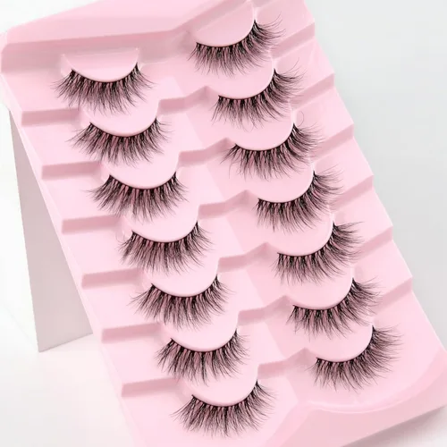 Miniatura 7 de Pestañas naturales de ojo de gato, pestañas finas de 0.551 pulgadas, pestañas postizas ligeras de volumen 3D, pestañas naturales de 0.004 in, banda