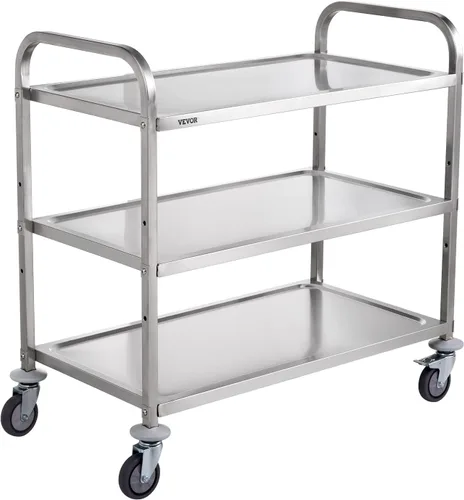 Miniatura 10 de VEVOR Carrito Utilitario de Cocina, 36.6"x20"x24" Carrito Rodante de Alambre de 3 Niveles, Carrito de Servicio de Acero con Capacidad de 470LBS