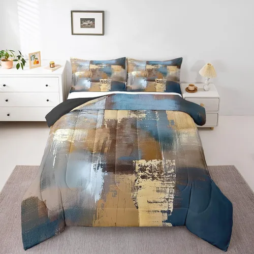 Miniatura 17 de Erosebridal Juego de edredón abstracto amarillo, tamaño King, juego de ropa de cama gris acuarela gris, teñido anudado, degradado, grunge, Ombre 29