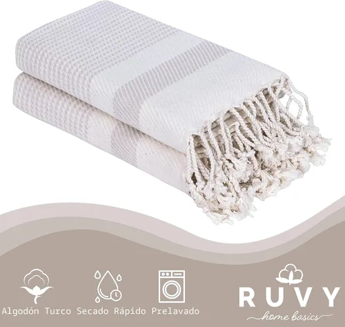 Miniatura 2 de Ruvy Home Basics - Juego de 2 toallas de mano turcas para baño, 18 x 40 pulgadas, algodón y baño decorativo, toallas de cocina, paños de cocina, té