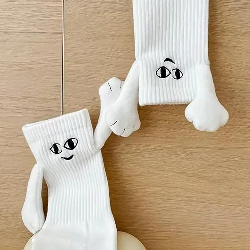 Miniatura 6 de Calcetines tomados de la mano,Divertidos pares magnéticos de mano a mano calcetines de tubo medio,Calcetines novedosos para muñecas 3D, regalos