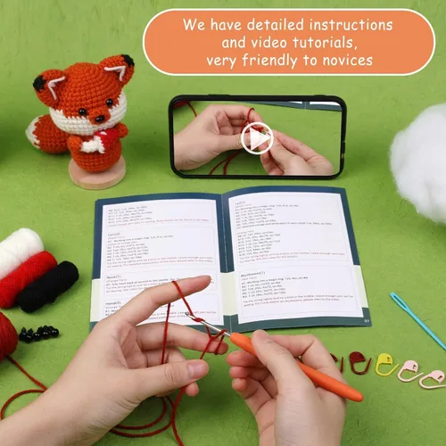 Miniatura 3 de Mnuizu Kit de ganchillo para principiantes, kit de ganchillo de animales para principiantes con tutoriales en video instructivos y paso a paso