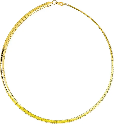 Bling Jewelry Collar flexible y plano contorneado, dorado y plateado, cadena de serpiente cubetto, collar Omega para mujeres, adolescentes,