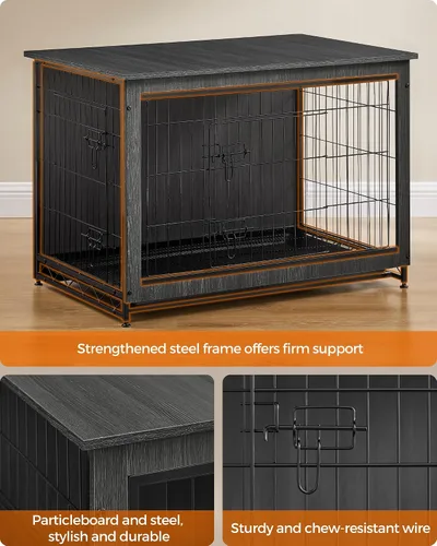 Miniatura 4 de Feandrea Muebles de jaula para perros, mesa auxiliar auxiliar de 38.6 pulgadas, moderna perrera para perros de interior de hasta 70 libras, jaula