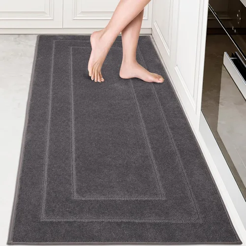 Miniatura 27 de PURRUGS Juego de 2 alfombras de cocina lavables a máquina (24 x 35.5 + 24 x 59 pulgadas), alfombras de pasillo de cocina antideslizantes y Marrón