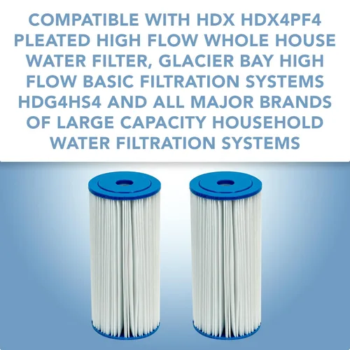 Miniatura 3 de CFS Cartuchos de filtro de agua plisados de alto flujo de 10 x 4.5 pulgadas compatibles con modelos HDX HDX4PF4 - Filtro de repuesto de 30 micrones