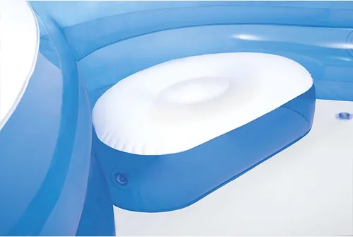 Miniatura 3 de Doukedge Piscina familiar, centro de natación inflable grande con 4 asientos integrados para niños y adultos, piscina gruesa para niños y adultos