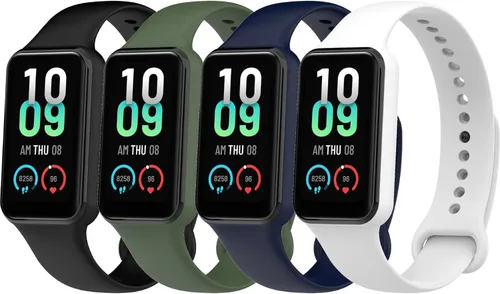 Miniatura 9 de 4PACKS Watch Bands Compatible with Amazfit Band 7 Strap,Silicone Metal Buckle Adjustable Wristband Bracelet Sport Strap for Replacement Negro/verde