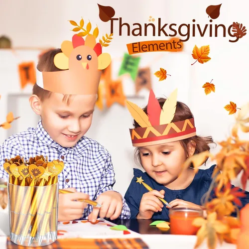 Miniatura 5 de Tinlade 120 bolígrafos de pavo para otoño, otoño, Acción de Gracias, calabaza, tinta de gel, bolígrafos de tinta de gel negra, con forma de corazón