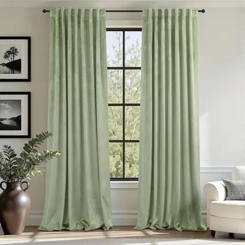 Miniatura 22 de Cortinas de terciopelo opacas para oscurecer la habitación de 63 pulgadas de largo para sala de estar, comedor, 2 paneles, privacidad pesada