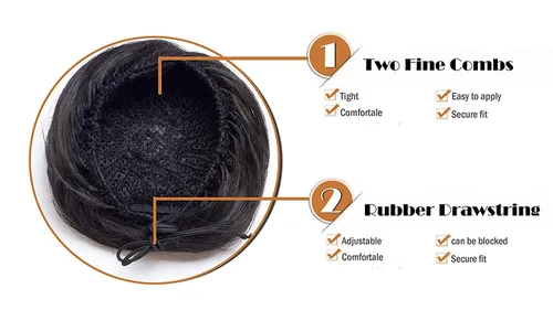 Miniatura 4 de Onedor Extensión de Cabello de Fibra Sintética Chignon Donut Moño Peluca (2# - Marrón Oscuro)