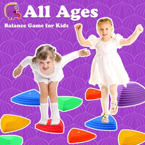 Miniatura 6 de Gentle Monster Stepping Stones para niños, juego de 6/8/11 piezas para equilibrio con parte inferior antideslizante - coordinación de ejercicio y 6