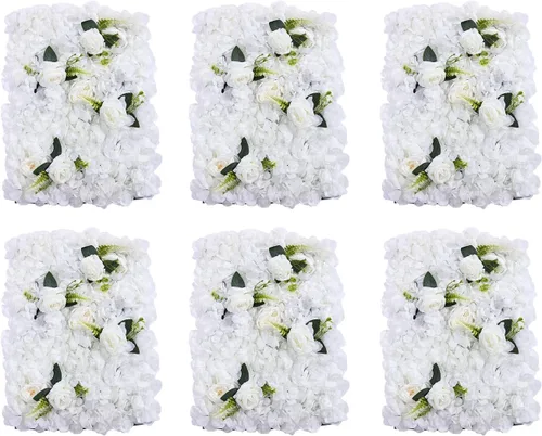 Miniatura 23 de Paneles de flores para decoración de pared, panel de fondo de pared de flores artificiales, decoración de flores, 23.6 x 15.7 in (24 x 16 pulgadas)