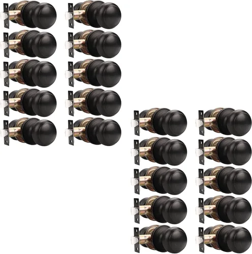 Miniatura 11 de Probrico (paquete de 10 perillas redondas para puertas de paso (sin bloqueo), perillas sin llave para cerraduras de puertas interiores/exteriores
