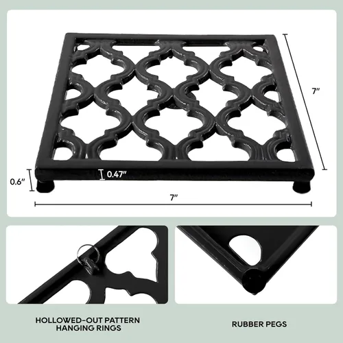 Miniatura 3 de JOGREFUL Alfombrillas salvamanteles de hierro fundido, soportes para ollas de cocina para mesa o encimeras Portect, resistentes al calor para Negro