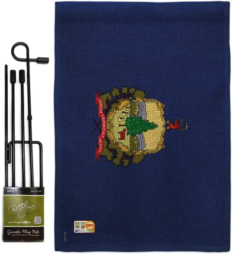 Miniatura 15 de Juego de banderas de jardín Vermont con clavija de madera, estados americanos, territorios americanos, república, país, área particular, pequeño