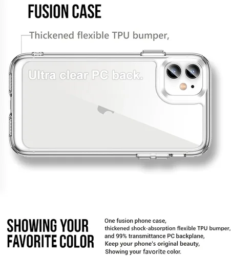 Miniatura 3 de Funda para iPhone 11: cubierta de teléfono a prueba de golpes de grado militar con protector de pantalla de vidrio templado, antiarañazos y Cristal
