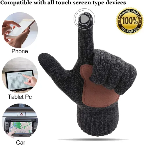 Miniatura 3 de Conjunto de guantes de punto de invierno para hombres y mujeres con forro polar