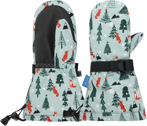 Miniatura 20 de Zando Guantes de invierno para niños pequeños, guantes de esquí impermeables para niños, guantes de nieve cálidos para niños y niñas