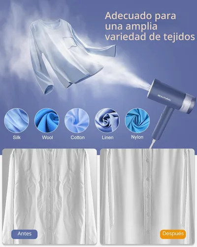 Miniatura 5 de BEAUTURAL Vaporizador para ropa, removedor de arrugas portátil de ropa, calentamiento rápido de 30 segundos, plegable y de mano, solo 120 V