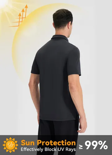 Miniatura 2 de BALEAF Camisas polo para hombre, de secado rápido, atléticas, deportivas, de trabajo, UPF 50+