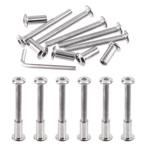 Miniatura 17 de Swpeet Kit Surtido de 25 Piezas de Tornillos de Encuadernación Plateados Chapados en Níquel M6x16mm con Cabeza Hexagonal de Casquillo, Pernos