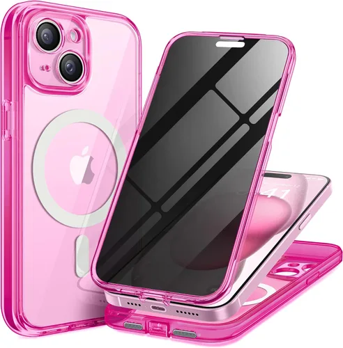 Miniatura 11 de TIESZEN Funda para iPhone 15, compatible con MagSafe, protector de pantalla de privacidad integrado y protección de cámara, antiespía, cuerpo