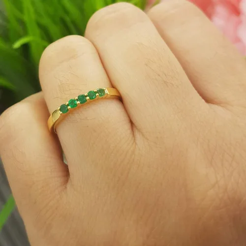 Miniatura 90 de Dazzlingrock Collection Anillo de boda redondo de 5 piedras preciosas o diamantes para mujer en oro macizo de 10 K/14 K/18 K
