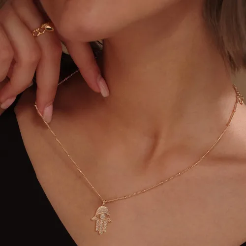 Miniatura 3 de Mevecco Collar de oro delicado de mal de ojo para mujer chapado en oro de 18 quilates lindo delicado solitario circonia cúbica protección ojo