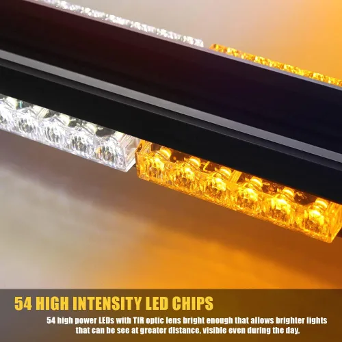 Miniatura 2 de 26" 54 LED 7 modo flash Asesor de tráfico de doble cara advertencia de emergencia seguridad vehículo techo superior barra de luz estroboscópica