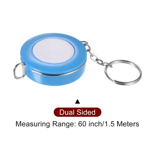 Miniatura 3 de HARFINGTON Cinta métrica retráctil de 4.9 ft/60 pulgadas, tamaño de bolsillo con llavero para cuerpo, tela, costura y manualidades, color azul