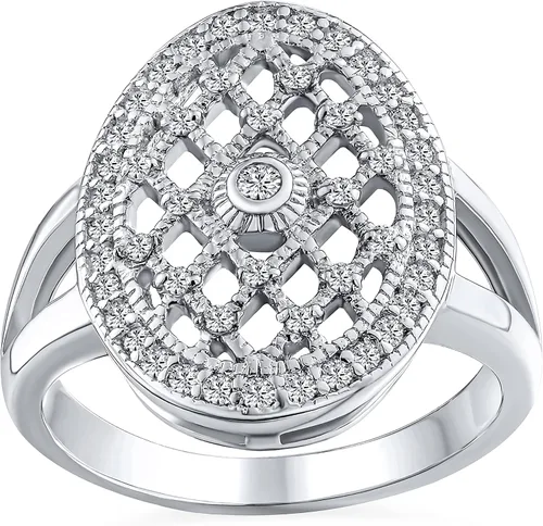 Miniatura 28 de Anillo de compromiso de plata de ley 925 personalizable con halo de corona ovalada de 5 a 7 quilates con circonita cúbica simulada de zafiro azul