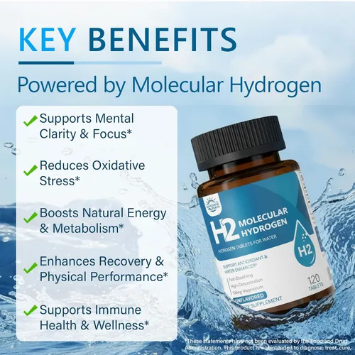 Miniatura 4 de Tabletas de hidrógeno molecular (H2) con magnesio – Tableta de agua de hidrógeno de 12 PPM para agua potable, rica en antioxidantes, apoya la salud