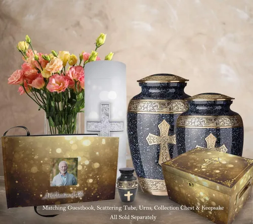 Miniatura 6 de Urna de cremación de cruz negra para cenizas hombre adulto – Urnas de cremación personalizadas para cenizas humanas, urnas decorativas para hombre