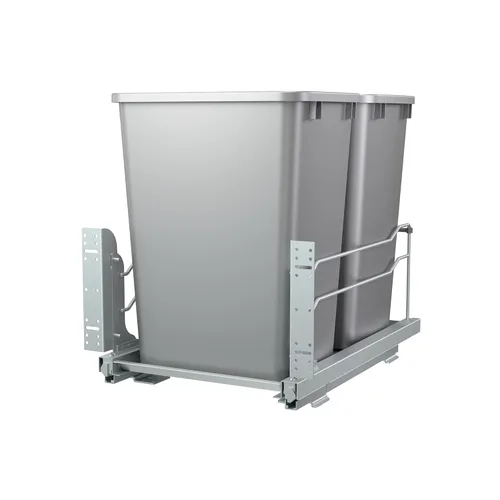 Miniatura 10 de Rev-A-Shelf Bote de basura doble extraíble para debajo de gabinetes de cocina, 35 cuartos, 8.75 galones con rieles de cierre suave para gabinetes