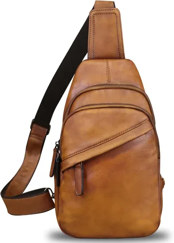 Miniatura 2 de Bolso de cuero genuino para hombres y mujeres, mochila de cuero vintage, bolso cruzado de hombro a la moda