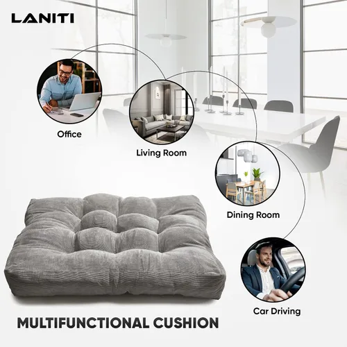 Miniatura 8 de LANITI Cojines de suelo extra grandes de 24 pulgadas para adultos, meditación cuadrada, máxima comodidad, almohadas de gran tamaño para cojín