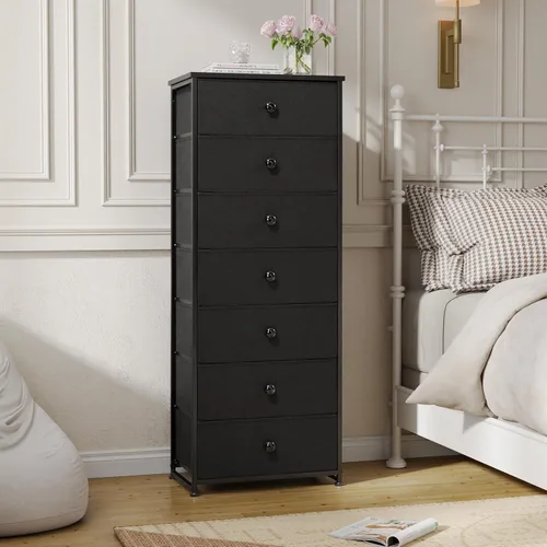 Miniatura 7 de Crestlive Products Cajonera alta, torre de almacenamiento de 7 cajones de tela, cómodas - Unidad organizadora vertical para dormitorio, pasillo
