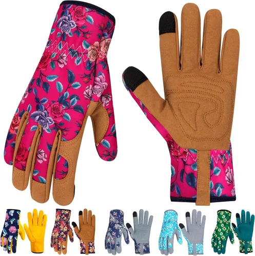 Miniatura 49 de Guantes de Jardinería de Cuero MERTURN para Mujeres, Guantes de Jardín a Prueba de Espinas, Guantes de Trabajo Compatibles con Pantalla Táctil, Azul