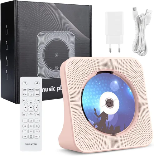 Miniatura 25 de Gueray Reproductor de CD portátil, reproductor de CD Kpop Bluetooth para escritorio con altavoz de sonido de alta fidelidad, radio FM, reproductor