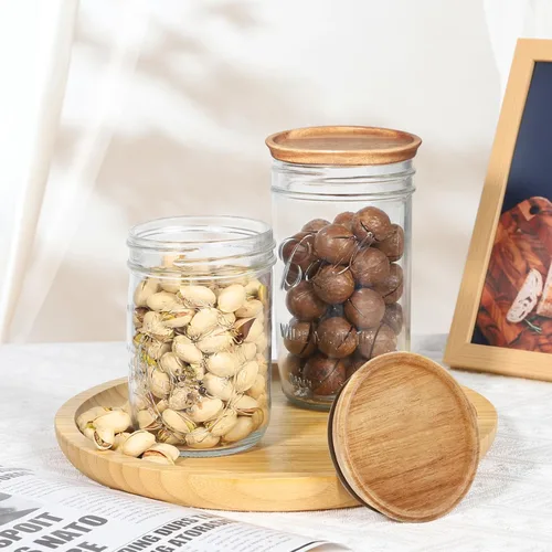 Miniatura 6 de 6 paquetes de tapas de tarros Mason de boca regular de madera para tarros Ball/Mason/Kerr, madera de acacia natural, material de grado alimenticio