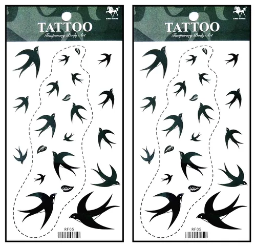Miniatura 13 de Tatuajes 2 hojas de tatuaje temporal 3D paraguas de sol nubes de lluvia para mujeres hombres espalda baja hombro cuello brazo tatuaje etiqueta