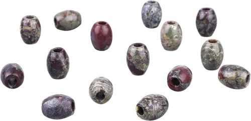 Amogeeli Roundelle - 15 cuentas sueltas de piedra de sangre de dragón para hacer joyas, cuentas espaciadoras europeas de agujeros grandes para