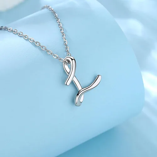 Miniatura 50 de EUDORA Collares de plata esterlina con inicial para mujer, regalos clásicos de 26 letras sin cuello para niñas, hermana, madre hija, cadena de 18