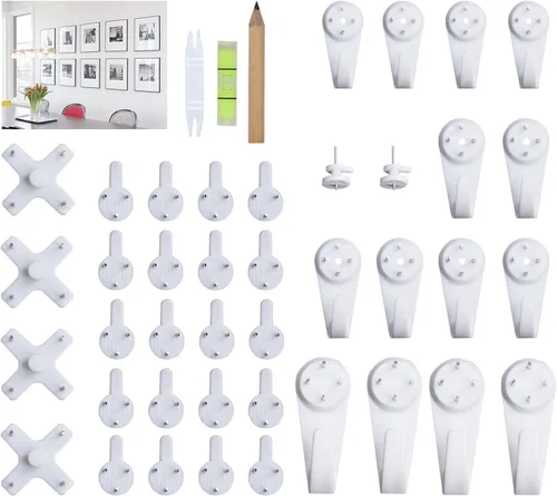 Miniatura 7 de EuTengHao 43 tornillos invisibles para uñas, ganchos de pared sin rastro, ganchos de fotos sin rastro, ganchos de fotos para pared dura, ganchos