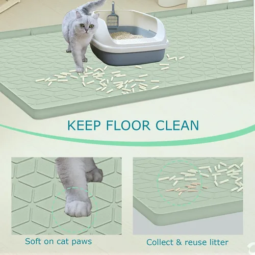Miniatura 2 de Alfombra para Arena de Gatos, Alfombra de Silicona Grande para Caja de Arena - 28 x 22 pulgadas, Impermeable y Antideslizante, Duradero y Fácil