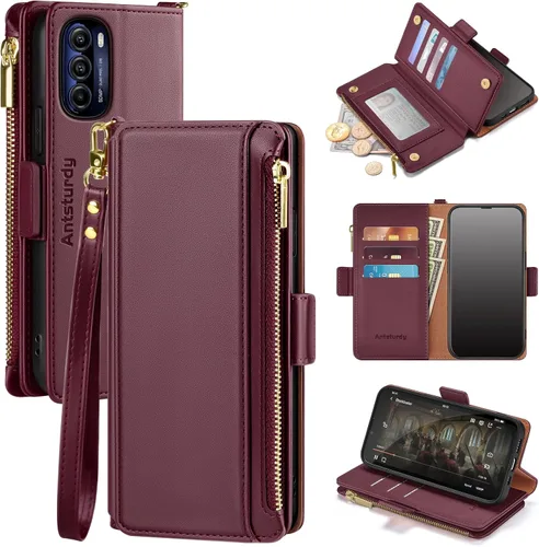 Miniatura 8 de Antsturdy Funda compatible con Motorola Moto G Stylus 5G 2022 con tarjetero para mujeres y hombres, funda para teléfono con bloqueo RFID, piel